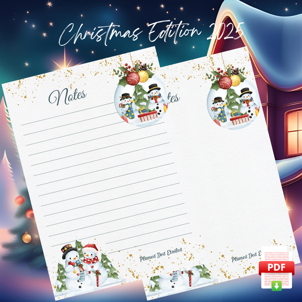 ​📥 Bloc-Notes A6 - Famille Bonhomme de neige