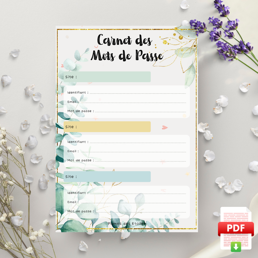 ​📥 Carnet de mots de passe A6 - Eucalyptus