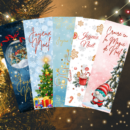 [LOTXMAS24BM] LOT - 5 Marque-pages Noël 2025