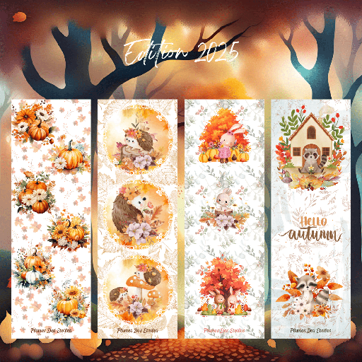 LOT - 2 Marque-pages Automne 2025 au choix