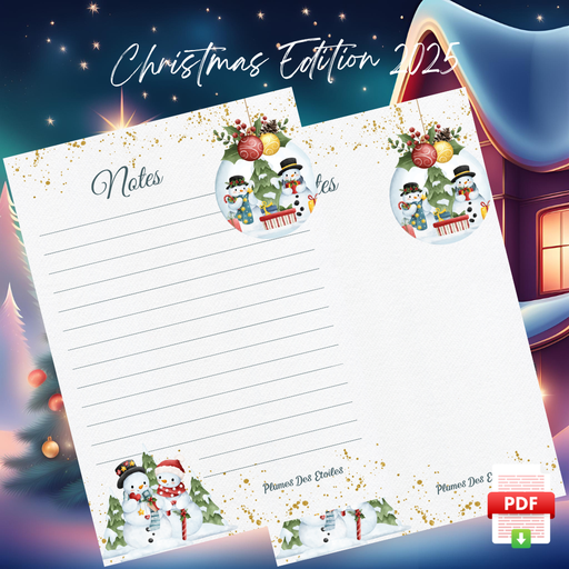 [XMAS24BN002T] ​📥 Bloc-Notes A6 - Famille Bonhomme de neige