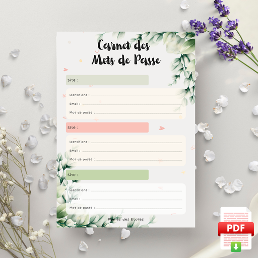 [MDP24BN002T] ​📥 Carnet de mots de passe A6 - Feuilles