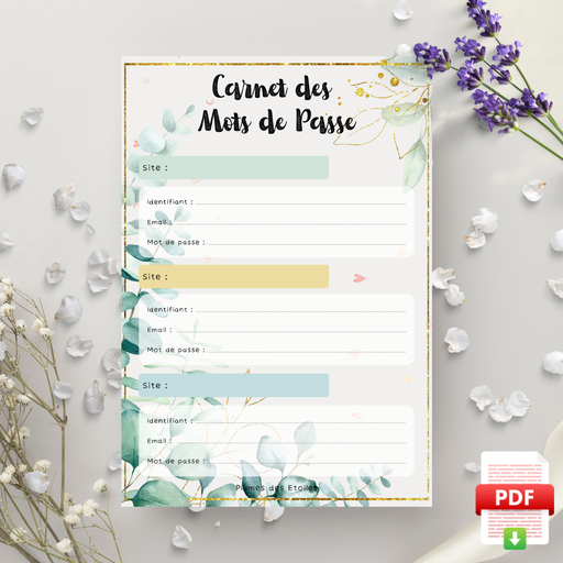 [MDP24BN003T] ​📥 Carnet de mots de passe A6 - Eucalyptus
