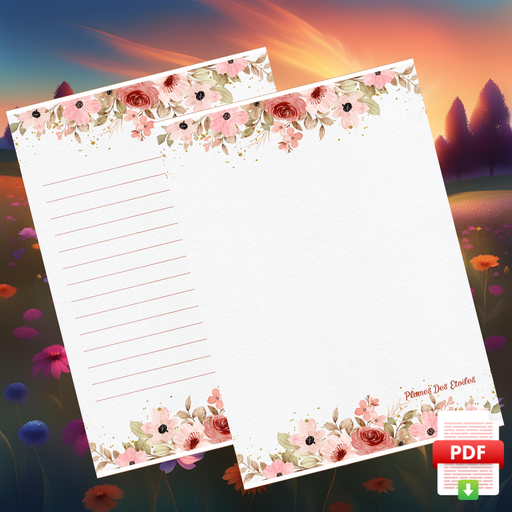 [FLOW24BN006T] ​📥 Bloc-Notes A6 - Bouquet de fleurs anciennes