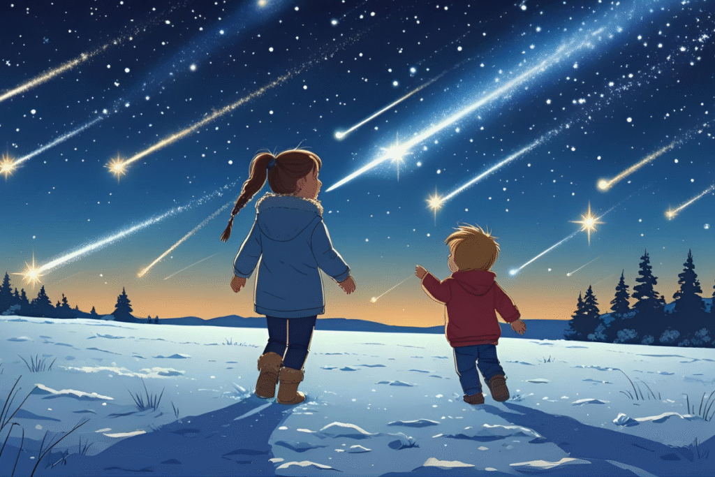 La danse des étoiles filantes émerveille tous les enfants. Dans ce conte poétique, découvrez comment un ciel étoilé peut inspirer courage, rêve et émerveillement.