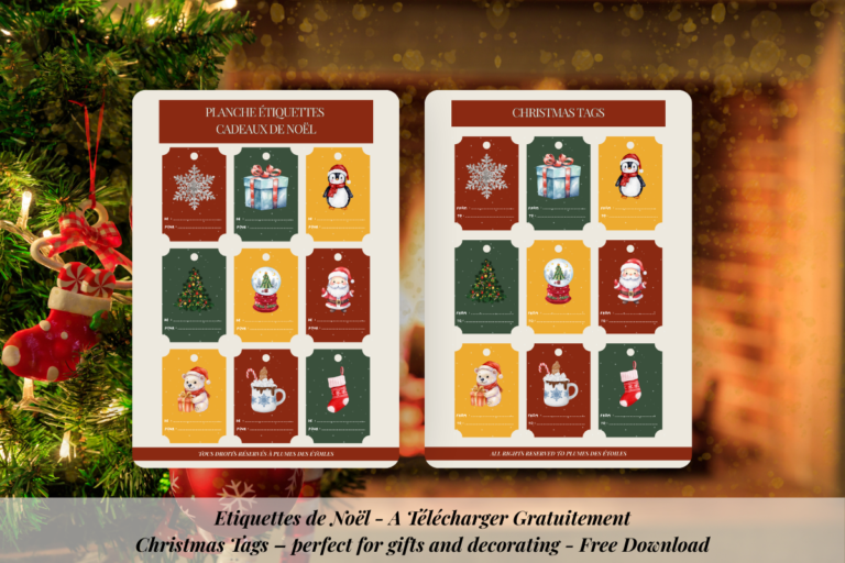 Étiquettes cadeaux de Noël à imprimer : une planche délicate pour sublimer tes présents, ajouter une touche magique et célébrer l’esprit des fêtes.