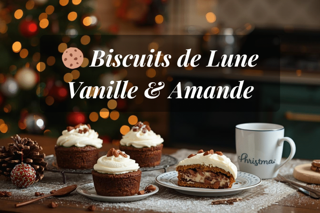 Des biscuits moelleux et parfumés à la vanille et aux amandes, parfaits pour un goûter hivernal sous la lumière de la lune.