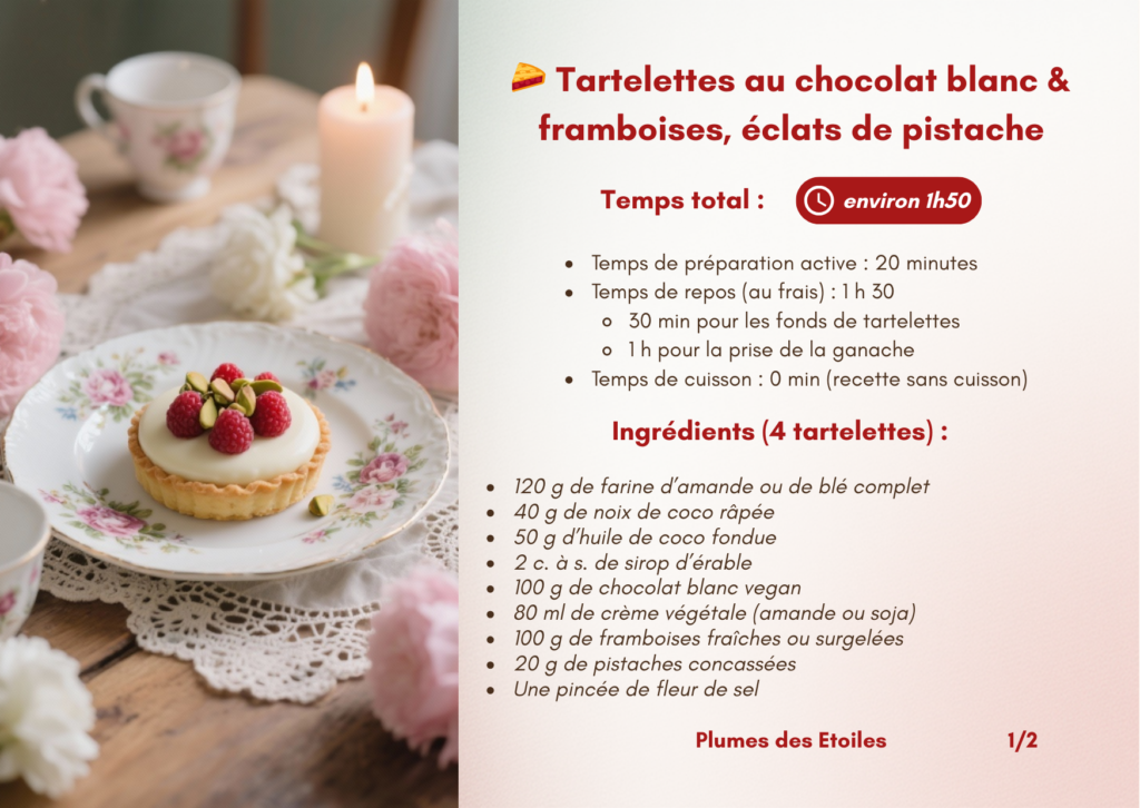 Succombe à la magie de l’amour avec ces tartelettes gourmandes, alliant chocolat blanc, framboises et pistaches. Une douceur idéale pour célébrer le mois de février.